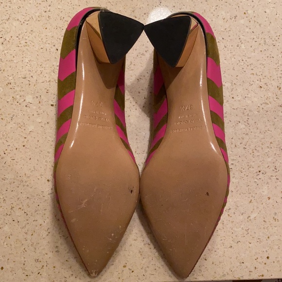 Nihcolas Kirkwood Suede Pink & Olive green heels. - Picture 11 of 16